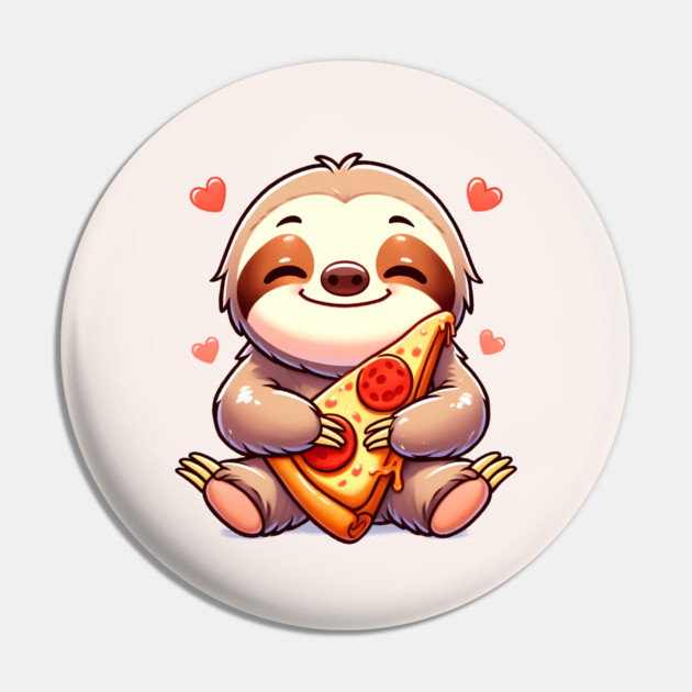 Cute Sloth with a Slice of Pizza Pin by logiamerch