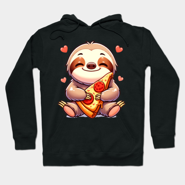 Cute Sloth with a Slice of Pizza Hoodie by logiamerch