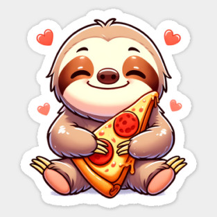 Cute Sloth with a Slice of Pizza Sticker