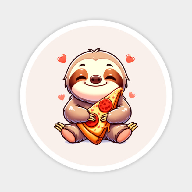 Cute Sloth with a Slice of Pizza Magnet by logiamerch