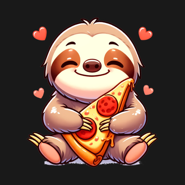 Cute Sloth with a Slice of Pizza by logiamerch