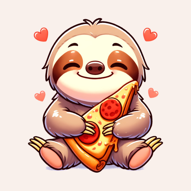 Cute Sloth with a Slice of Pizza by logiamerch