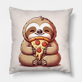 Cute Sloth with a Slice of Pizza Pillow