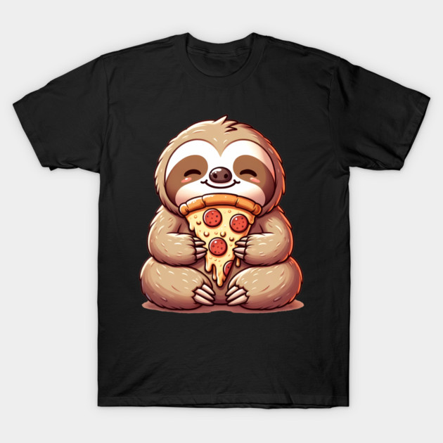 Cute Sloth with a Slice of Pizza T-Shirt by logiamerch