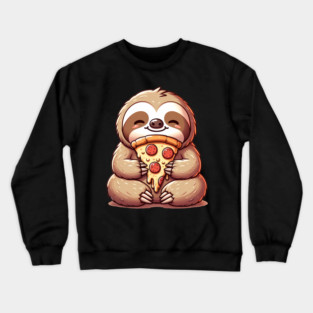 Cute Sloth with a Slice of Pizza Crewneck Sweatshirt