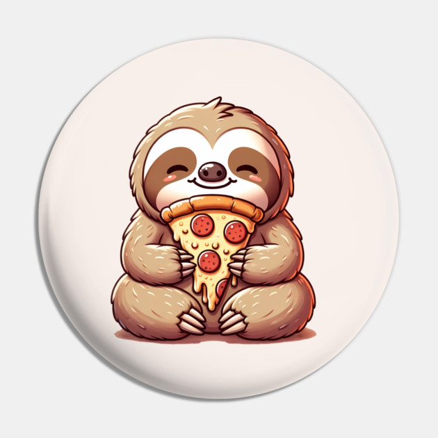 Cute Sloth with a Slice of Pizza Pin by logiamerch