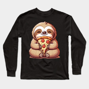 Cute Sloth with a Slice of Pizza Long Sleeve T-Shirt
