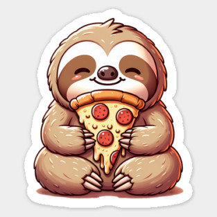 Cute Sloth with a Slice of Pizza Sticker