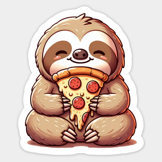 Cute Sloth with a Slice of Pizza Sticker by logiamerch