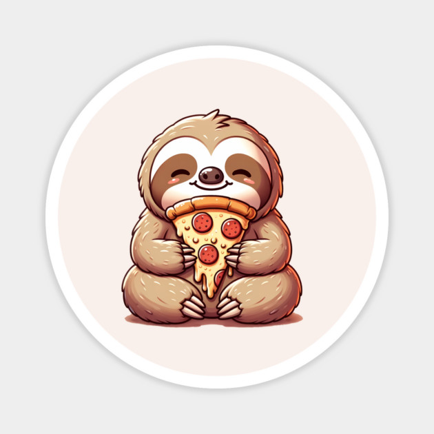 Cute Sloth with a Slice of Pizza Magnet by logiamerch