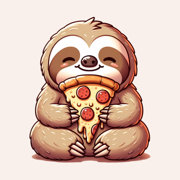 Cute Sloth with a Slice of Pizza by logiamerch