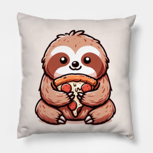 Cute Sloth with a Slice of Pizza Pillow