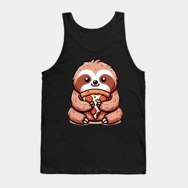 Cute Sloth with a Slice of Pizza Tank Top by logiamerch