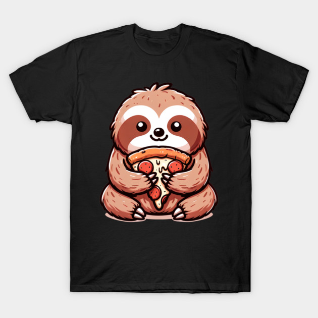 Cute Sloth with a Slice of Pizza T-Shirt by logiamerch