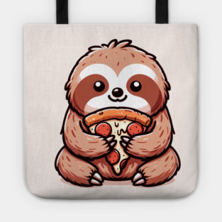 Cute Sloth with a Slice of Pizza Tote