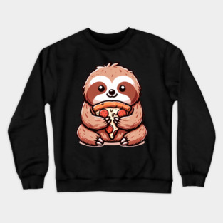 Cute Sloth with a Slice of Pizza Crewneck Sweatshirt