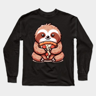 Cute Sloth with a Slice of Pizza Long Sleeve T-Shirt