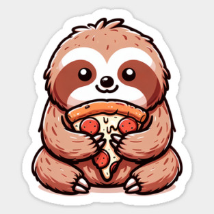 Cute Sloth with a Slice of Pizza Sticker