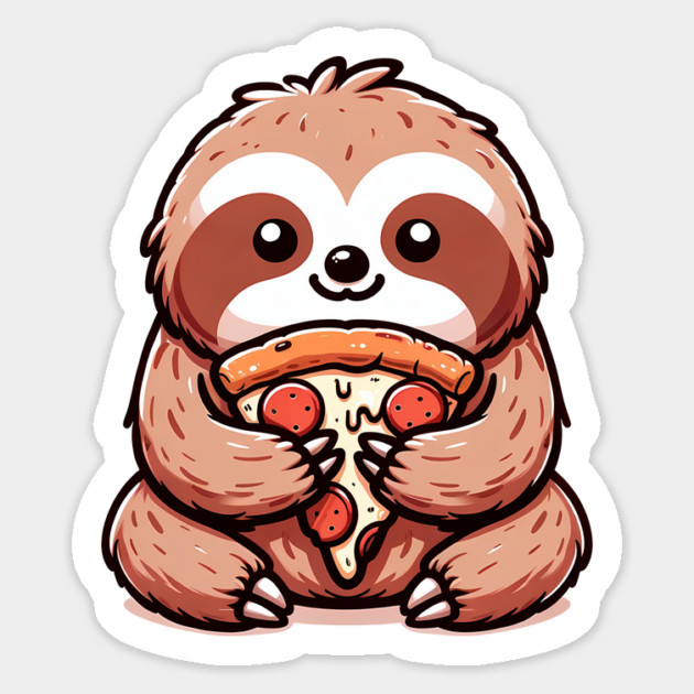 Cute Sloth with a Slice of Pizza Sticker by logiamerch