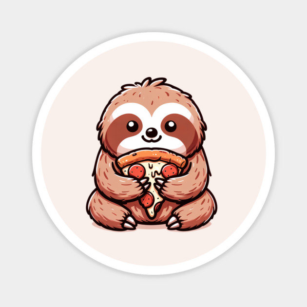 Cute Sloth with a Slice of Pizza Magnet by logiamerch