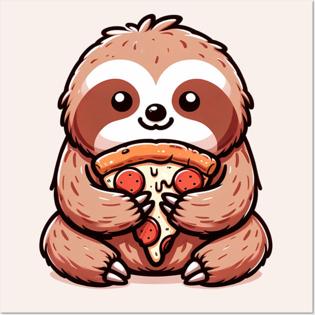 Cute Sloth with a Slice of Pizza Wall Art by logiamerch