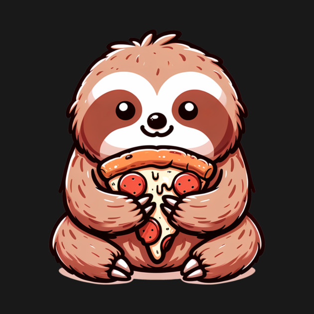 Cute Sloth with a Slice of Pizza by logiamerch