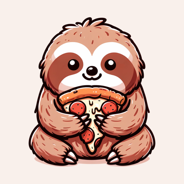 Cute Sloth with a Slice of Pizza by logiamerch