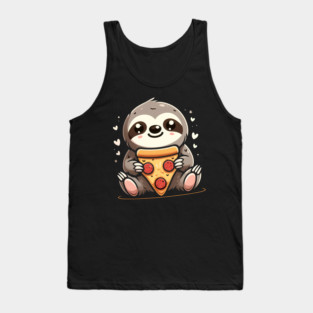 Cute Sloth with a Slice of Pizza Tank Top
