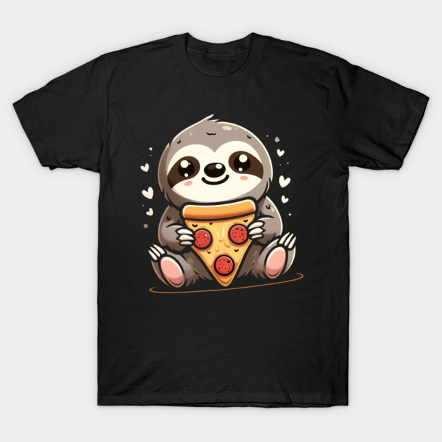Cute Sloth with a Slice of Pizza T-Shirt by logiamerch