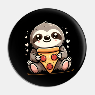 Cute Sloth with a Slice of Pizza Pin