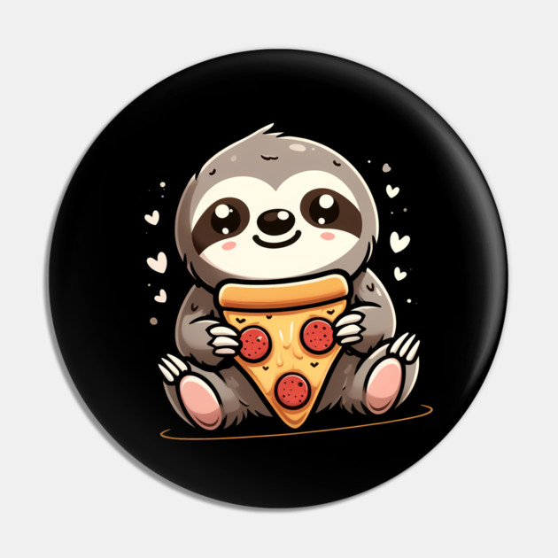 Cute Sloth with a Slice of Pizza Pin by logiamerch
