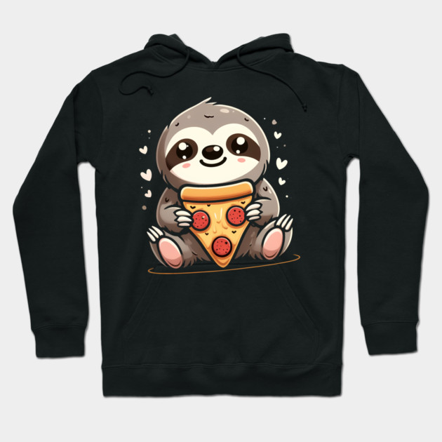 Cute Sloth with a Slice of Pizza Hoodie by logiamerch