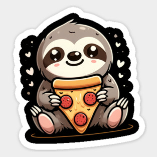 Cute Sloth with a Slice of Pizza Sticker