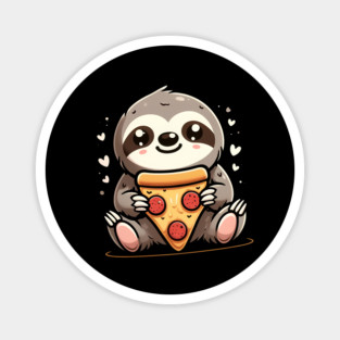 Cute Sloth with a Slice of Pizza Magnet