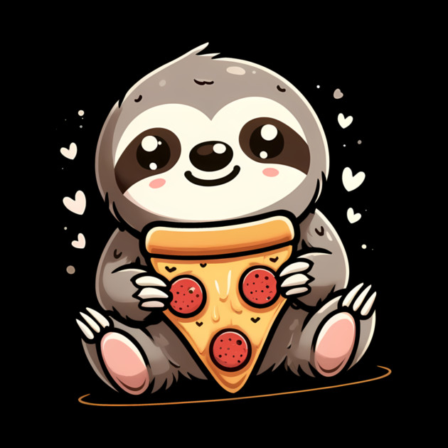 Cute Sloth with a Slice of Pizza by logiamerch