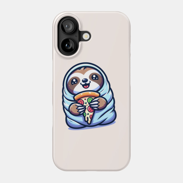 Cute Baby Sloth with a Slice of Pizza Phone Case by logiamerch