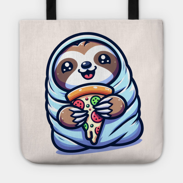 Cute Baby Sloth with a Slice of Pizza Tote by logiamerch