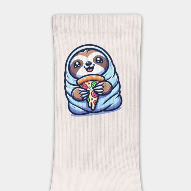 Cute Baby Sloth with a Slice of Pizza by logiamerch