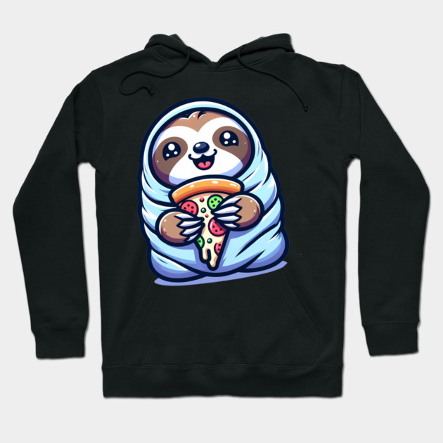 Cute Baby Sloth with a Slice of Pizza Hoodie by logiamerch