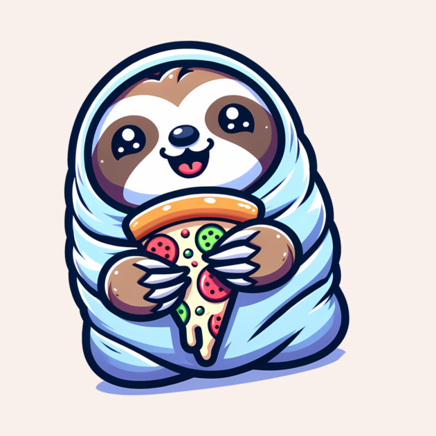 Cute Baby Sloth with a Slice of Pizza by logiamerch