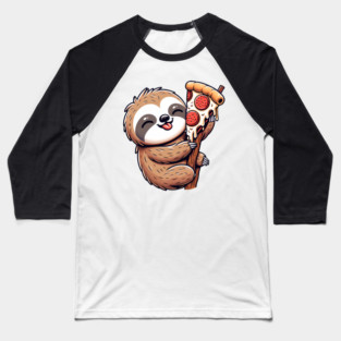 Cute Sloth with a Slice of Pizza Baseball T-Shirt