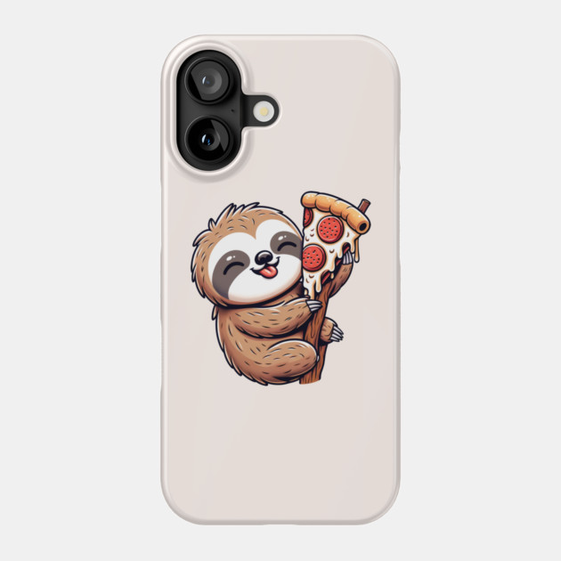 Cute Sloth with a Slice of Pizza Phone Case by logiamerch