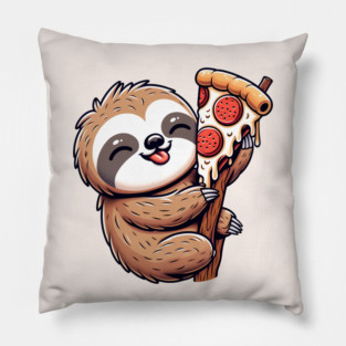 Cute Sloth with a Slice of Pizza Pillow