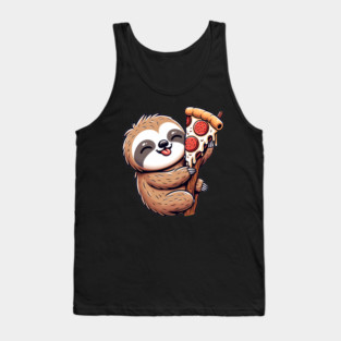 Cute Sloth with a Slice of Pizza Tank Top