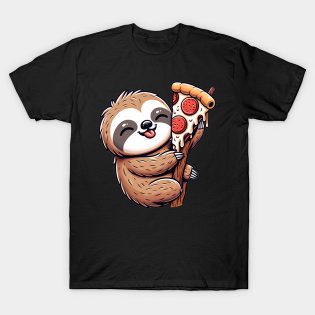 Cute Sloth with a Slice of Pizza T-Shirt by logiamerch