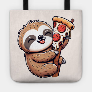 Cute Sloth with a Slice of Pizza Tote
