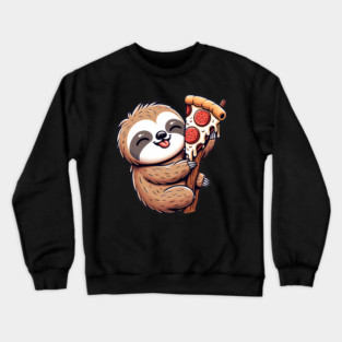 Cute Sloth with a Slice of Pizza Crewneck Sweatshirt