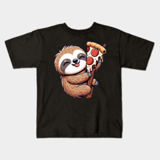Cute Sloth with a Slice of Pizza Kids T-Shirt