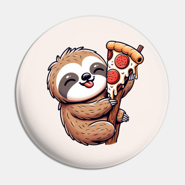 Cute Sloth with a Slice of Pizza Pin by logiamerch