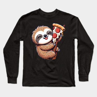 Cute Sloth with a Slice of Pizza Long Sleeve T-Shirt